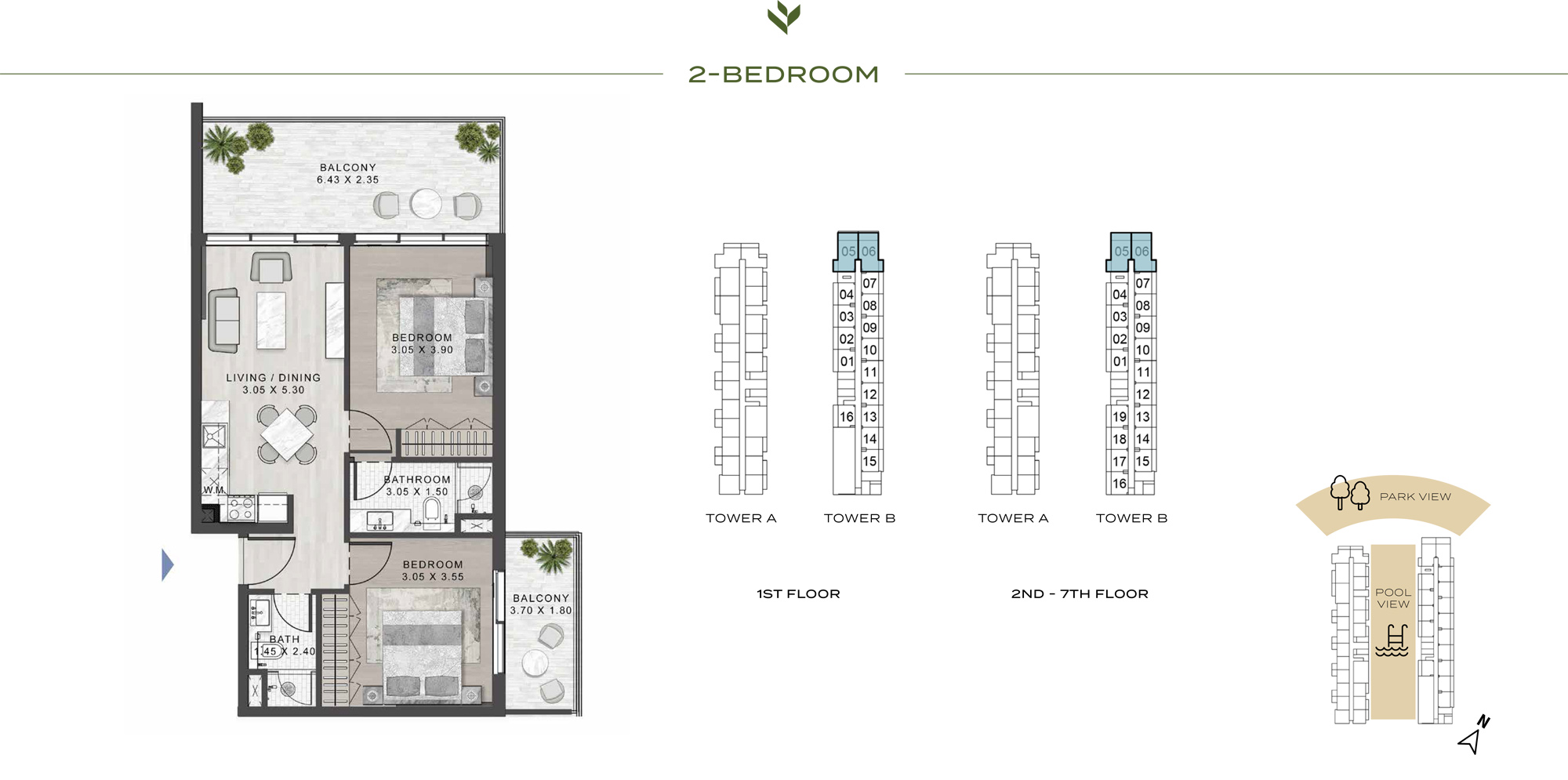 Damac Evergreens Bedrooms Plan
