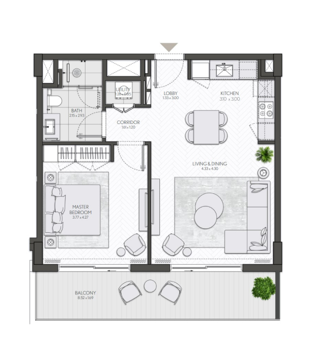 1 Bedroom Apartment Floor Plan