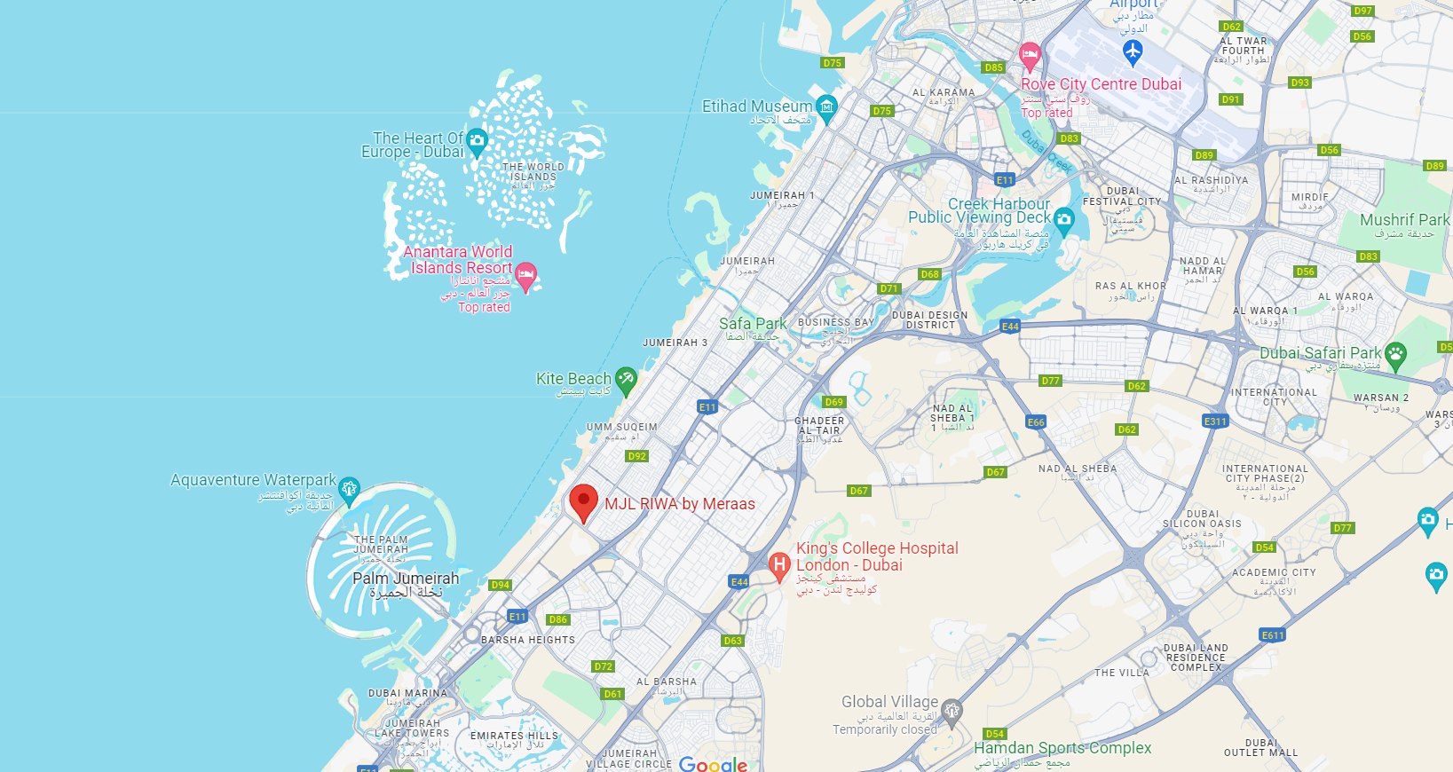 RIWA At Madinat Jumeirah Living Dubai Location 