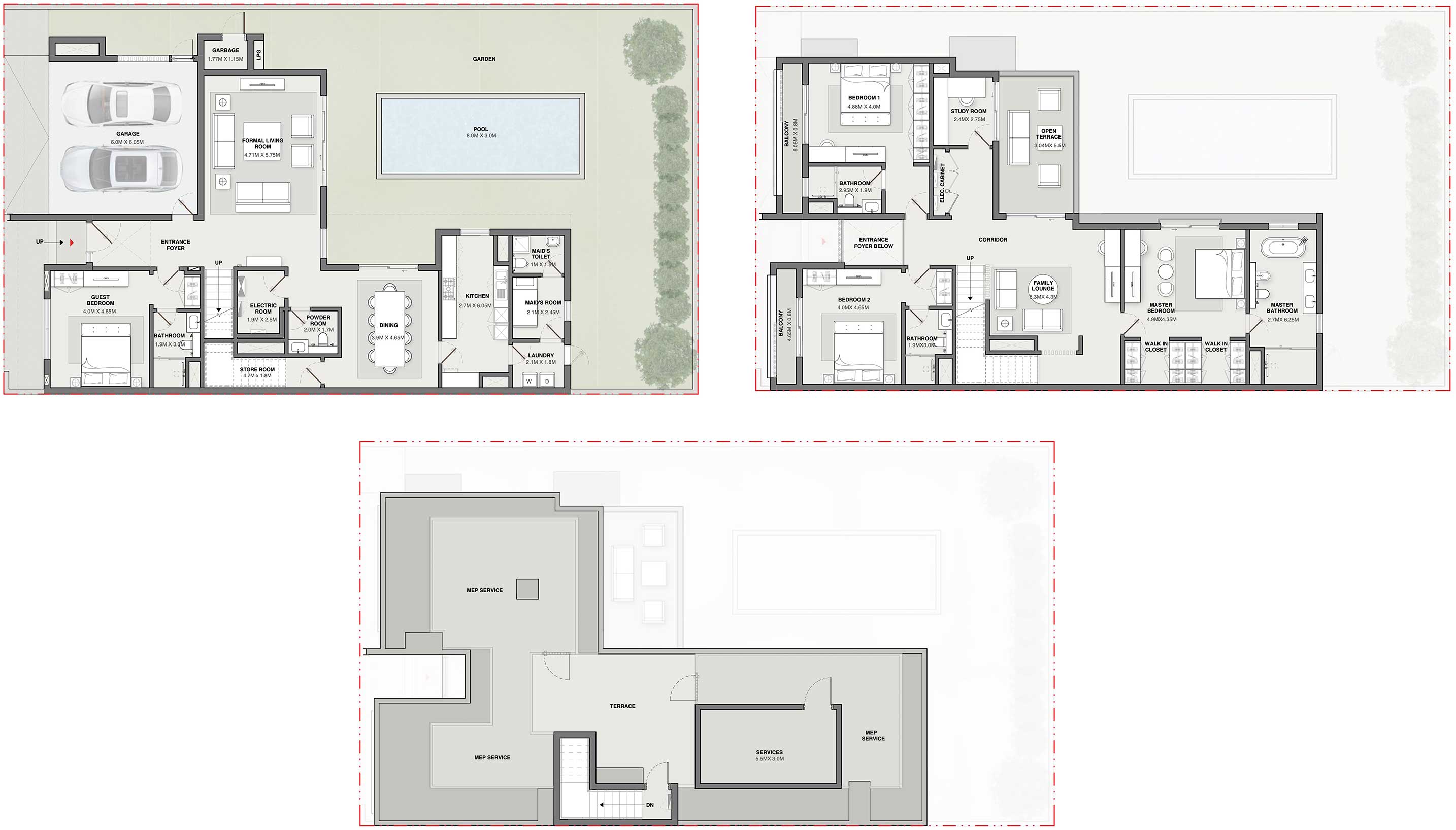 4 Bedroom Villas Floor Plan