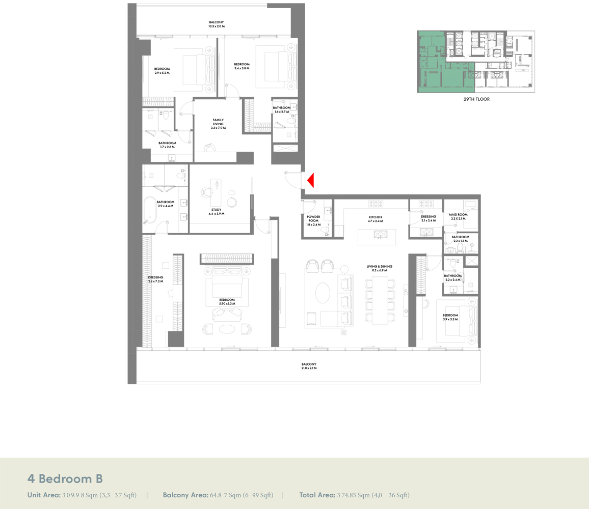 4 Bedroom Apartments Floor Plan