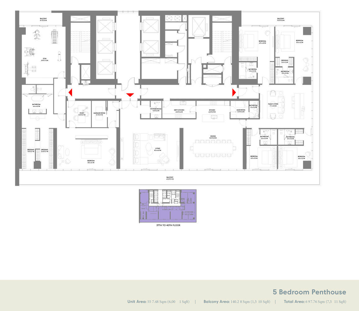 5 Bedroom Apartments Floor Plan
