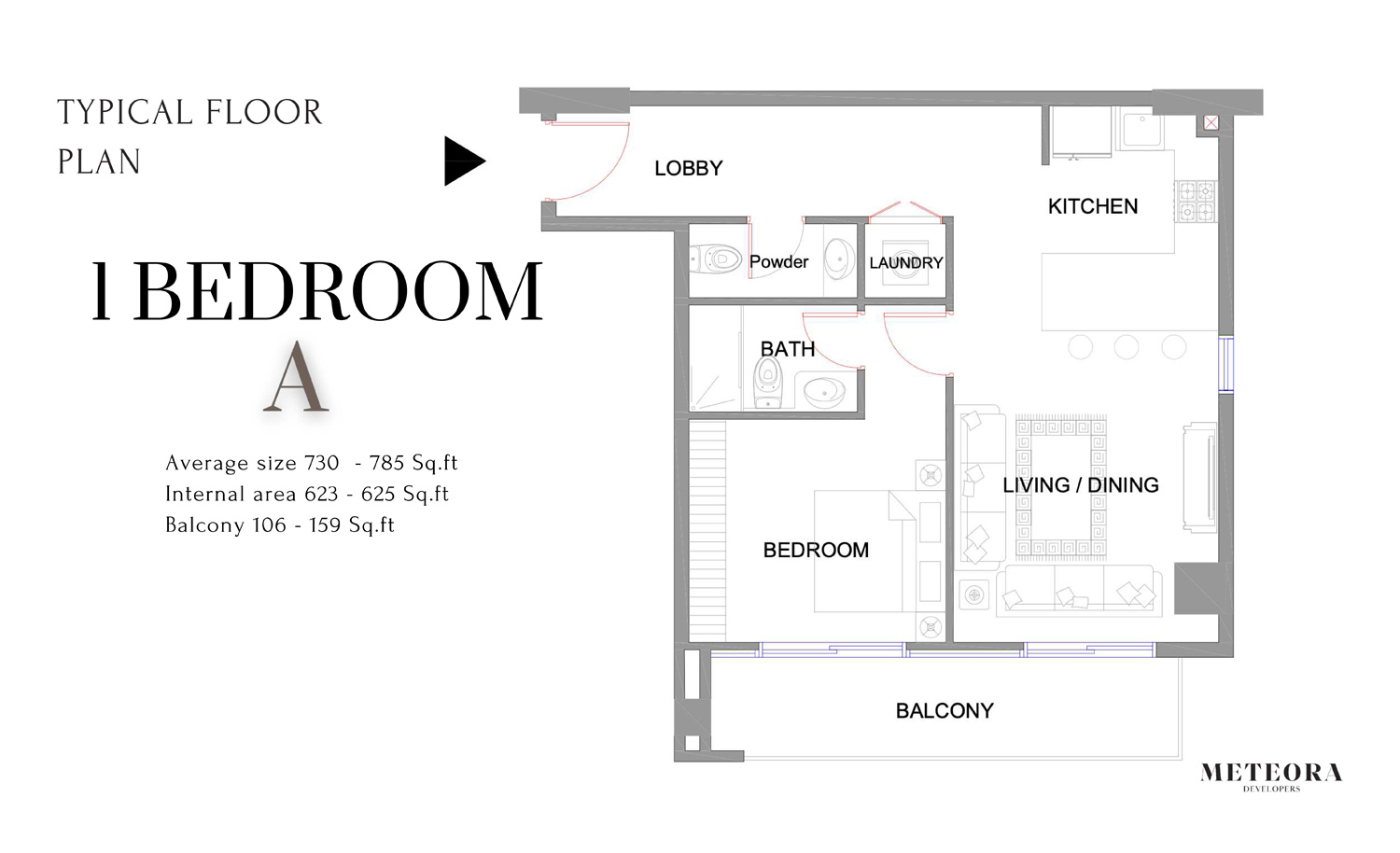 1 Bedroom Apartments Floor Plan
